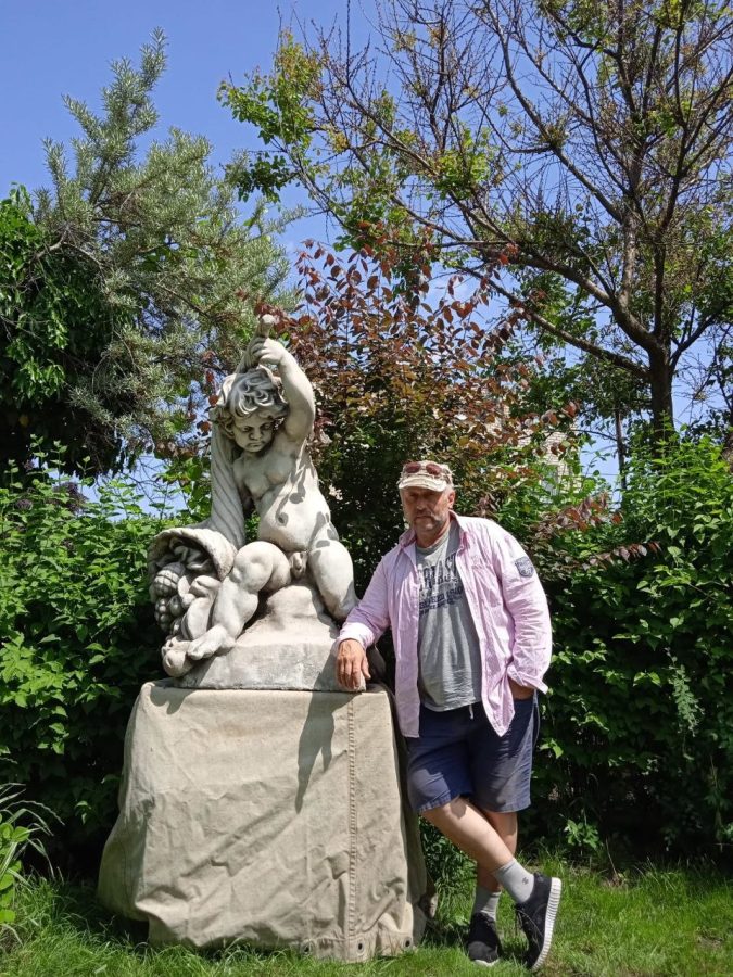 Large cast-stone garden cherub