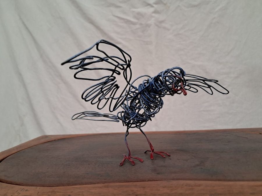 Raven wire sculpture